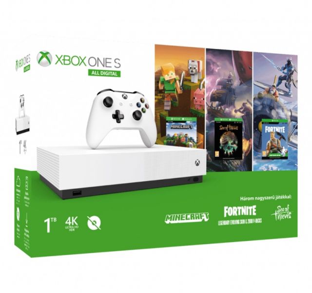 Xbox One S 1TB All-Digital Edition + Sea Of Thieves + Minecraft + Fortnite Фотография 0