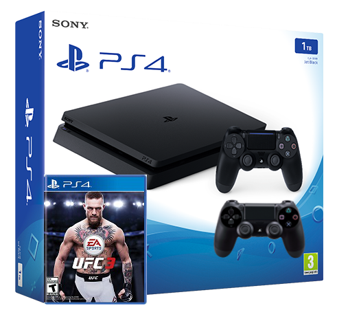 Sony Playstation 4 Slim 1TB с двумя джойстиками + UFC 3 (PS4) Фотография 0