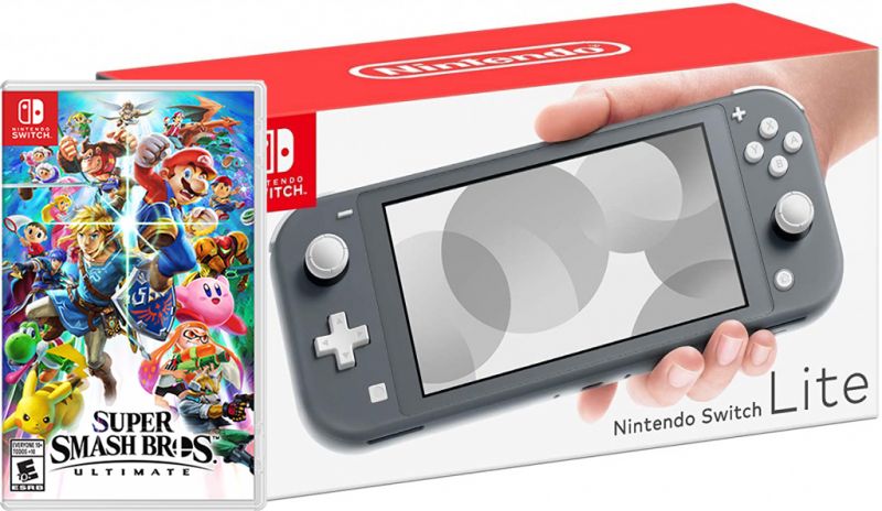 Nintendo Switch Lite Gray + Super Smash Bros. Ultimate Фотография 0