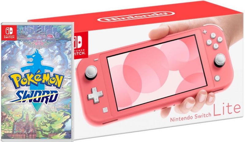 Nintendo Switch Lite Coral + Pokémon Sword Фотография 0