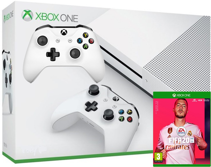 Xbox One S 1TB с двумя джойстиками + игра FIFA 20 (Xbox One) Фотография 0
