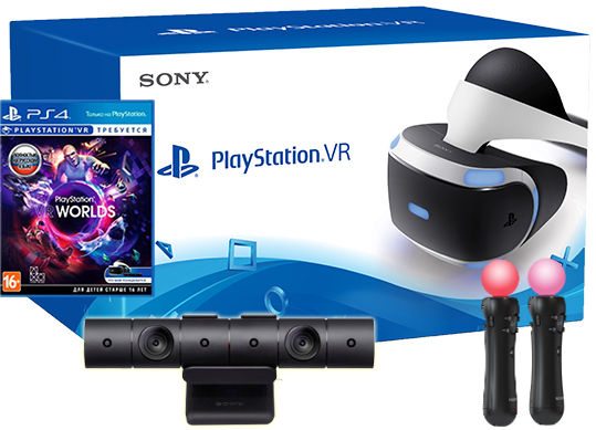 PlayStation VR + Камера + PlayStation Move + Игра VR Worlds Фотография 0