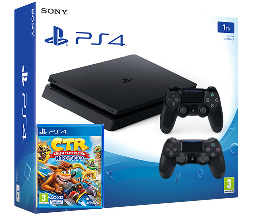 Sony Playstation 4 Slim 1TB с двумя джойстиками + Crash Team Racing Nitro-Fueled (PS4) Фотография 0