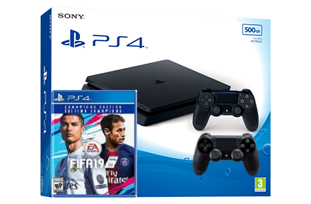 Sony Playstation 4 Slim с двумя джойстиками + игра FIFA 19 (PS4) Фотография 0