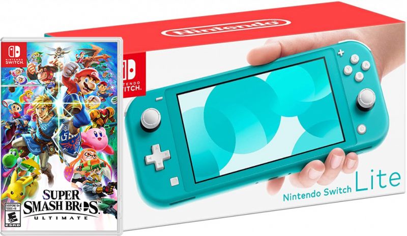Nintendo Switch Lite Turquoise + Super Smash Bros. Ultimate Фотография 0