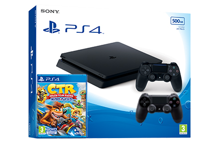 Sony Playstation 4 Slim с двумя джойстиками + Crash Team Racing Nitro-Fueled (PS4) Фотография 0