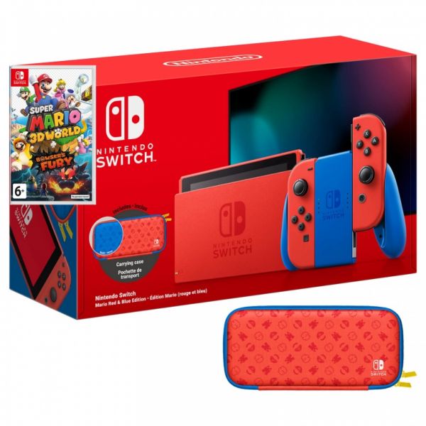 Nintendo Switch Mario Red & Blue Edition + Super Mario 3D World + Bowser’s Fury  Фотография 0