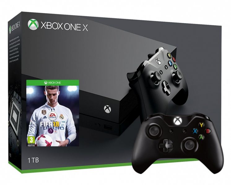 Xbox One X 1TB с двумя джойстиками + игра FIFA 18 (Xbox one) Фотография 0