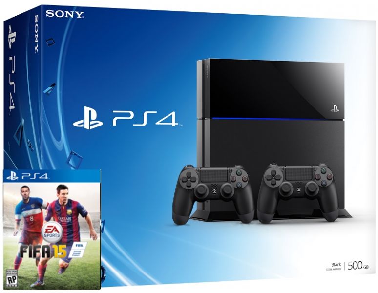 Sony PlayStation 4 с двумя джойстиками + игра FIFA 15 Фотография 0