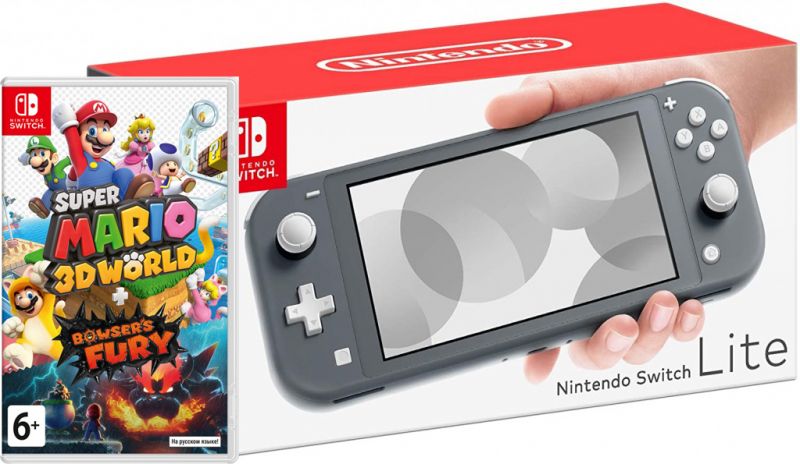 Nintendo Switch Lite Gray + Super Mario 3D World + Bowser’s Fury Фотография 0