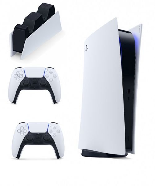 Sony PlayStation 5 Digital Edition SSD 825GB с двумя джойстиками + DualSense charging station Фотография 1