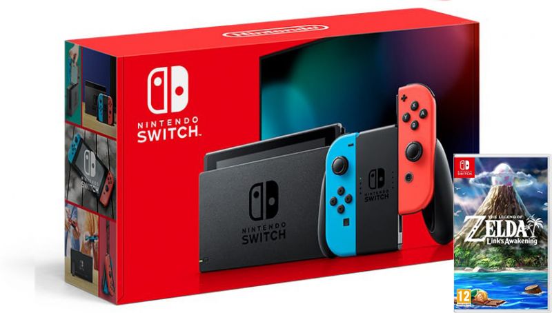 Nintendo Switch Neon Blue / Red HAC-001(-01) + The Legend of Zelda: Links Awakening (Nintendo Switch) Фотография 0
