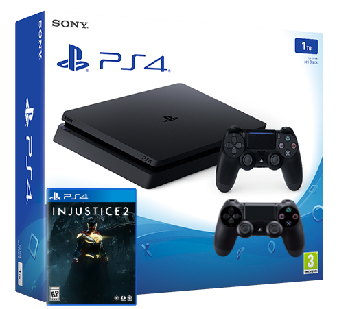 Sony Playstation 4 Slim 1TB с двумя джойстиками + игра Injustice 2 (PS4) Фотография 0