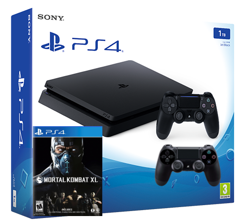 Sony Playstation 4 Slim 1TB с двумя джойстиками + игра Mortal Kombat XL Фотография 0
