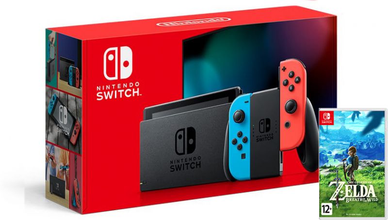 Nintendo Switch Neon Blue / Red HAC-001(-01) + Zelda Фотография 0