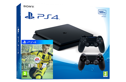 Sony Playstation 4 Slim с двумя джойстиками + игра FIFA 17 (PS4) Фотография 0