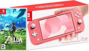 Nintendo Switch Lite Coral + The Legend of Zelda Breath of the Wild Thumbnail 0