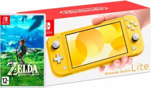 Nintendo Switch Lite Yellow + The Legend of Zelda Breath of the Wild Thumbnail 0