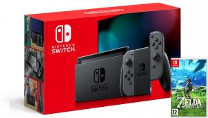 Nintendo Switch Gray HAC-001(-01) + Zelda Thumbnail 0