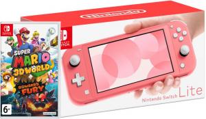 Nintendo Switch Lite Coral + Super Mario 3D World + Bowser’s Fury Thumbnail 0