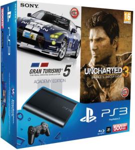 Sony Playstation 3 Super Slim 500 GB + 2 игры (Gran Turismo 5 + Uncharter 3) Thumbnail 0