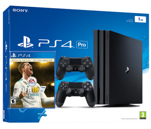 Sony Playstation PRO 1TB с двумя джойстиками + FIFA 18 Ronaldo Edition (PS4) Thumbnail 0