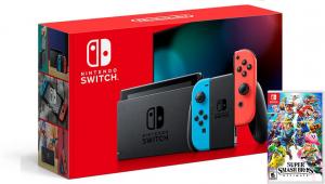 Nintendo Switch Neon Blue / Red HAC-001(-01) + Super Smash Bros. Ultimate (Nintendo Switch) Thumbnail 0
