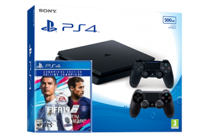 Sony Playstation 4 Slim с двумя джойстиками + игра FIFA 19 (PS4) Thumbnail 0