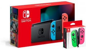 Nintendo Switch Neon Blue / Red HAC-001(-01) + Joy-Con Pair Neon Green/Pink  Thumbnail 0