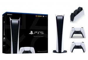 Sony PlayStation 5 Digital Edition SSD 825GB с двумя джойстиками + DualSense charging station Thumbnail 0