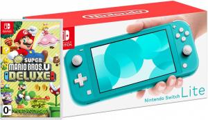 Nintendo Switch Lite Turquoise + New Super Mario Bros. U Deluxe Thumbnail 0