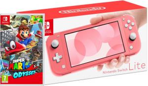 Nintendo Switch Lite Coral + Super Mario Odyssey Thumbnail 0