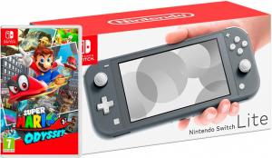 Nintendo Switch Lite Gray + Super Mario Odyssey Thumbnail 0