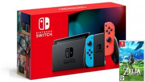 Nintendo Switch Neon Blue / Red HAC-001(-01) + Zelda Thumbnail 0