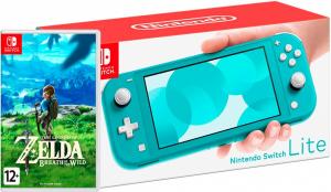 Nintendo Switch Lite Turquoise + The Legend of Zelda Breath of the Wild Thumbnail 0